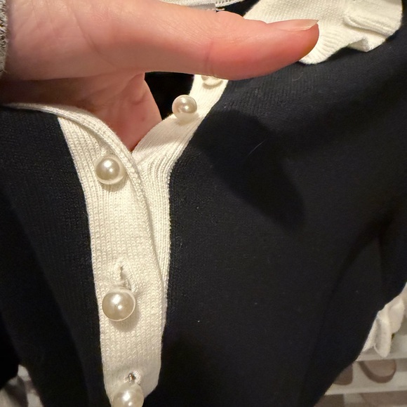 CeCe Black Top with White Ruffle Details - Picture 4 of 6